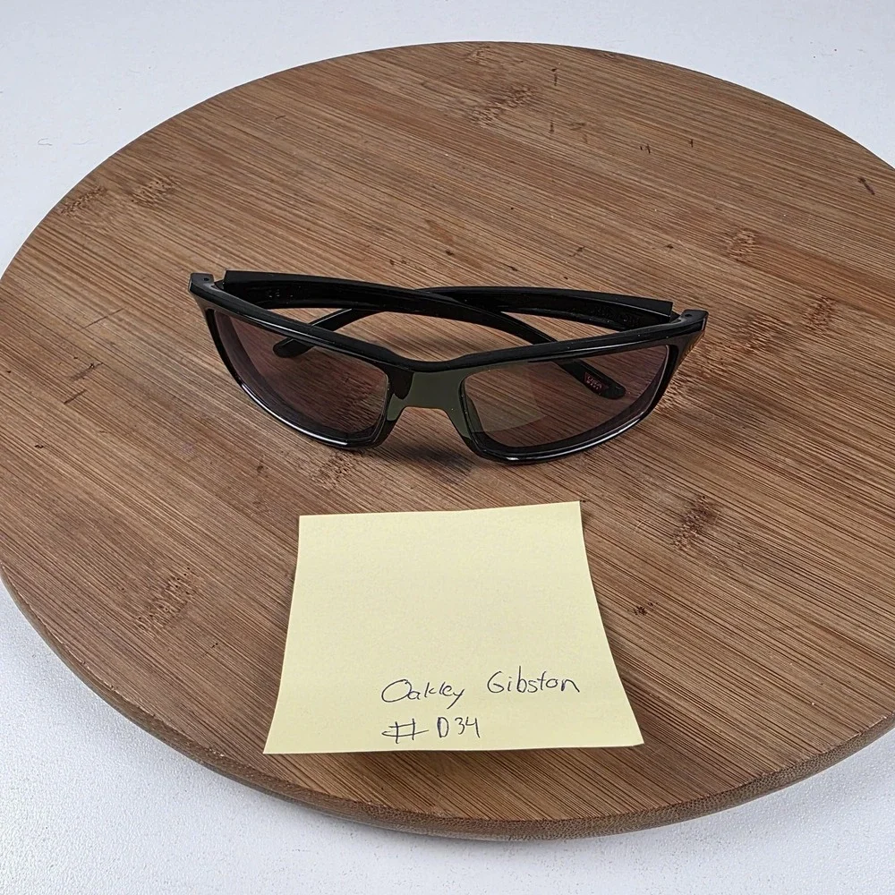 Oakley Gibston Sunglasses Mens 61-17-132 Black Brown Tinted Wrap USA OO9449-0160